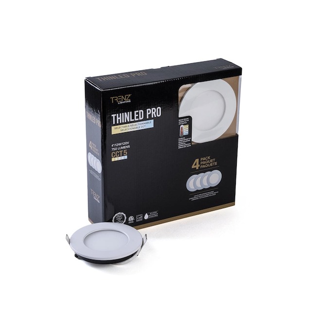 Liteline Trenz ThinLED Pro 4-in LED Recessed Light Kit - White - 4-Pack - 5 CCT