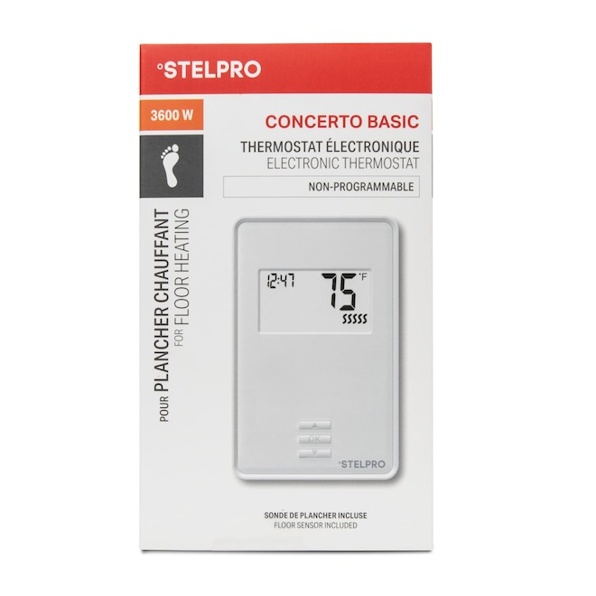 STELPRO CONCERTO Basic Electronic Thermostat 3600 W for Floor Heating Non-Programmable