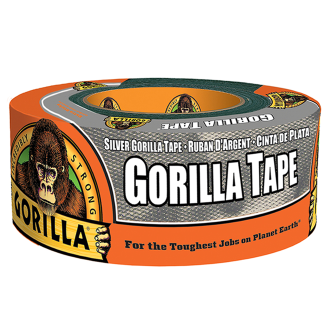Gorilla Tape Adhesive Tape - Silver - Weather Resistant - 12 yd L x 1.88-in W