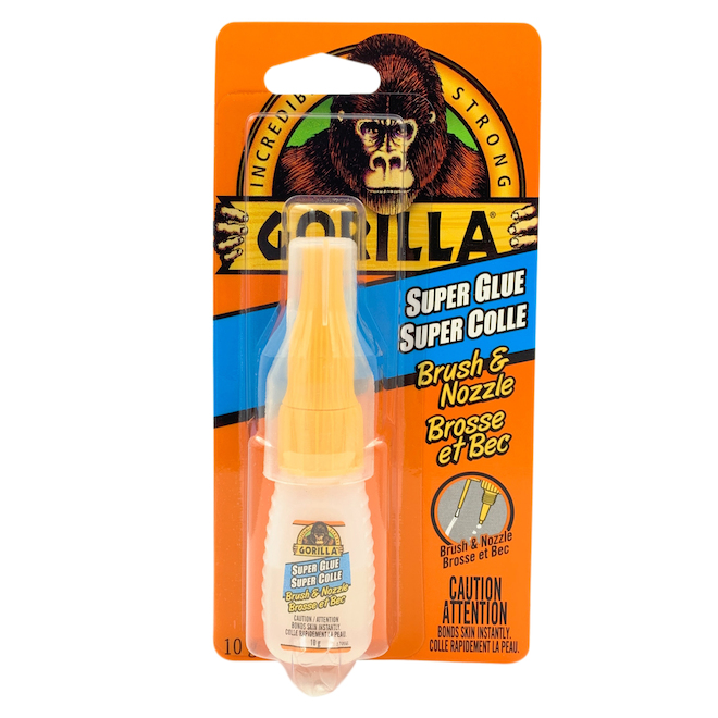 Gorilla Adhesive with Brush and Nozzle - Permanent Bond - Dries Clear - Waterproof - 10 g