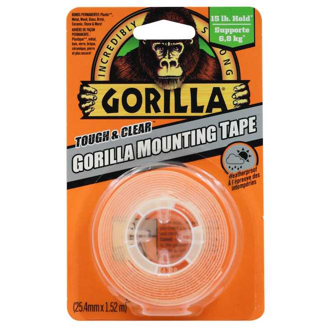 Gorilla Clear Mounting Tape Double-Sided - 25.4-mm x 1.52-m