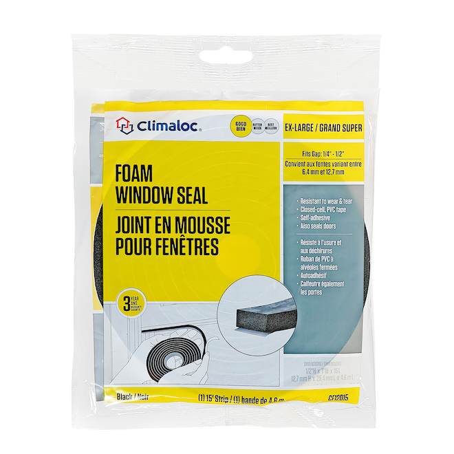 Climaloc 14.8-ft x 1-in x 0.5-in Black Foam Tape