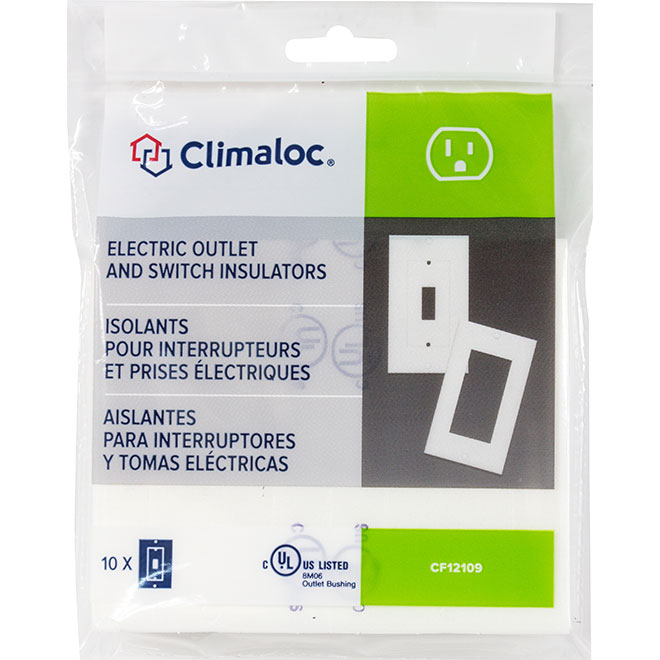 Isolants pour interrupteur et prise simple Climaloc, paquet de 10
