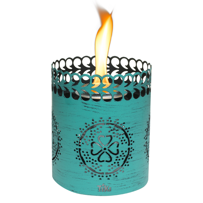 Table Torch - Ornate Metal - Teal