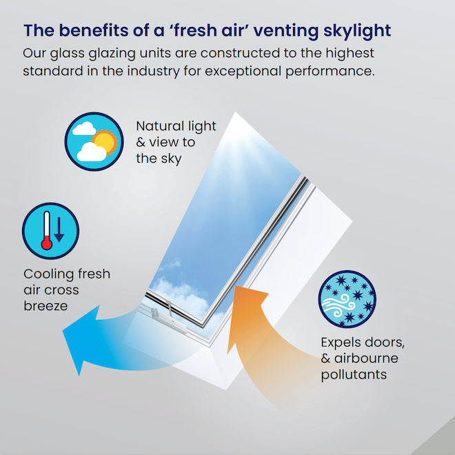 Columbia Double Glazed Clear 22.5-in x 46.5-in Self Flashing Manual Venting Skylight - Brown