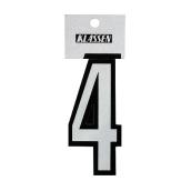 Klassen Self-Adhesive and Reflective Number 4 - 3-in - Vinyl - Black and Silver