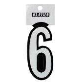 Klassen Self-Adhesive and Reflective Number 6 - 3-in - Vinyl - Black and Silver