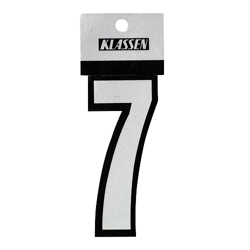 Klassen Self-Adhesive and Reflective Number 7 - 3-in - Vinyl - Black and Silver