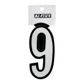 Klassen Self-Adhesive and Reflective Number 9 - 3-in - Vinyl - Black and Silver