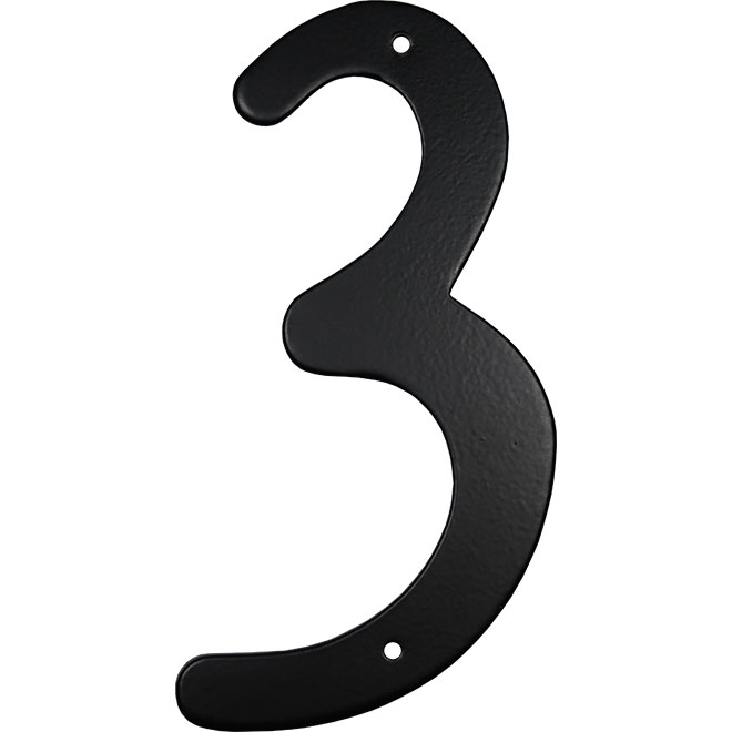 Klassen House Number 3 - 3 1/2-in - Aluminum - Black