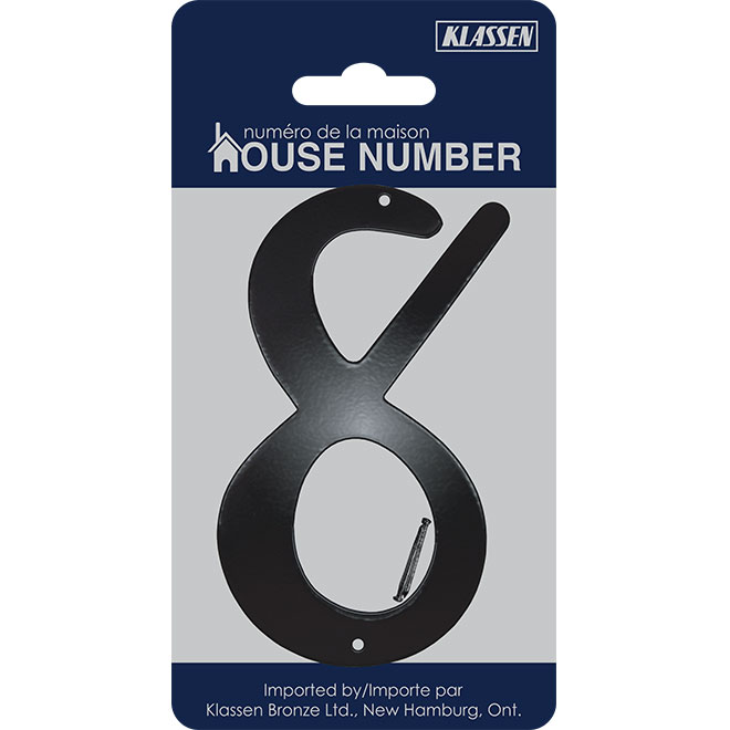 Klassen House Number 8 - 3 1/2-in - Aluminum - Black