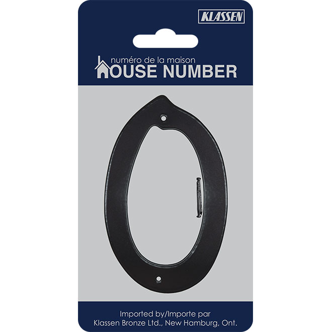 Klassen House Number 0 - 3 1/2-in - Aluminum - Black