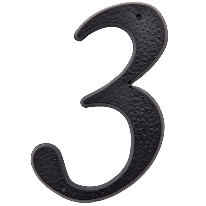 Klassen House Number 3 - 5-in - Plastic - Black