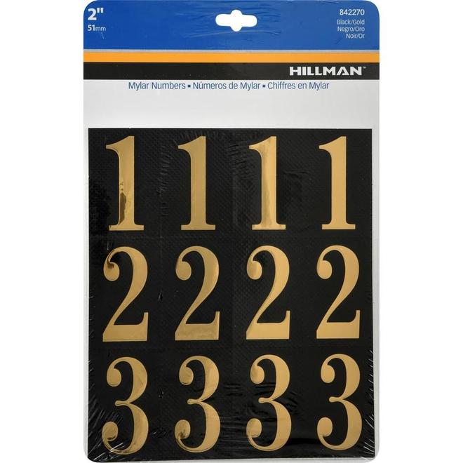 Hillman 2-in Black and Gold Mylar Number Pack