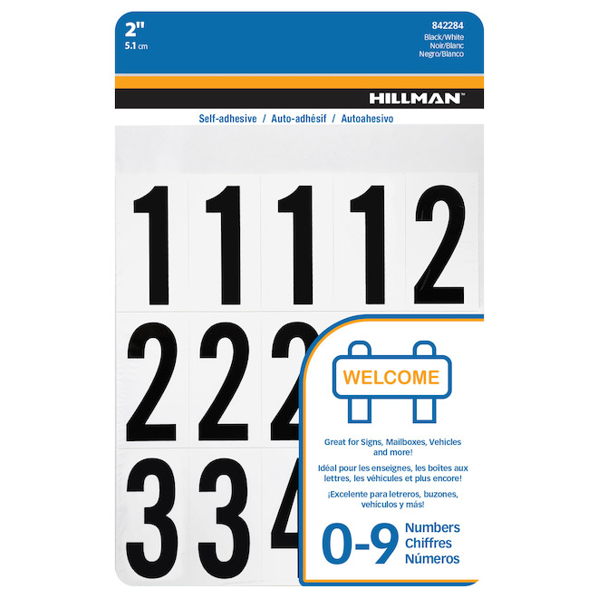 Hillman 2-in Black and White Vinyl Number Pack