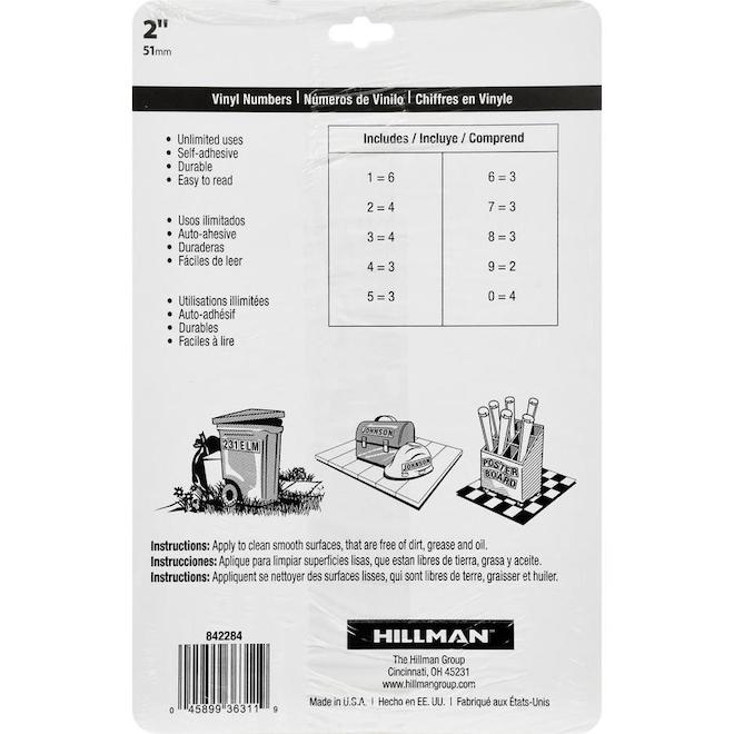 Hillman 2-in Black and White Vinyl Number Pack