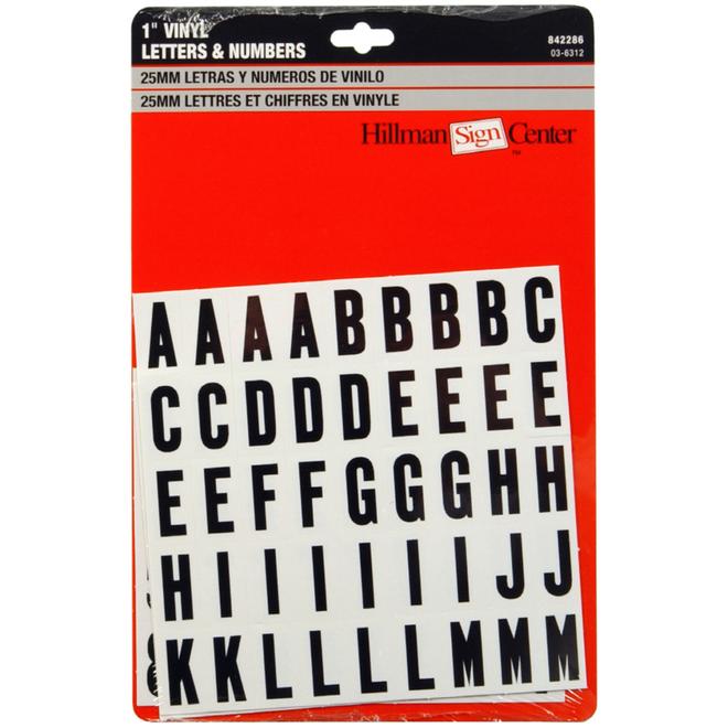 Hillman 1 in Black /White Letters & Numbers Kit
