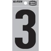 Klassen Ree-Flects Reflective Number 3 - 2-in - Vinyl - Black and Silver