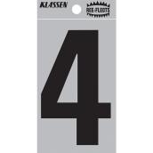 Klassen Ree-Flects Reflective Number 4 - 2-in - Vinyl - Black and Silver