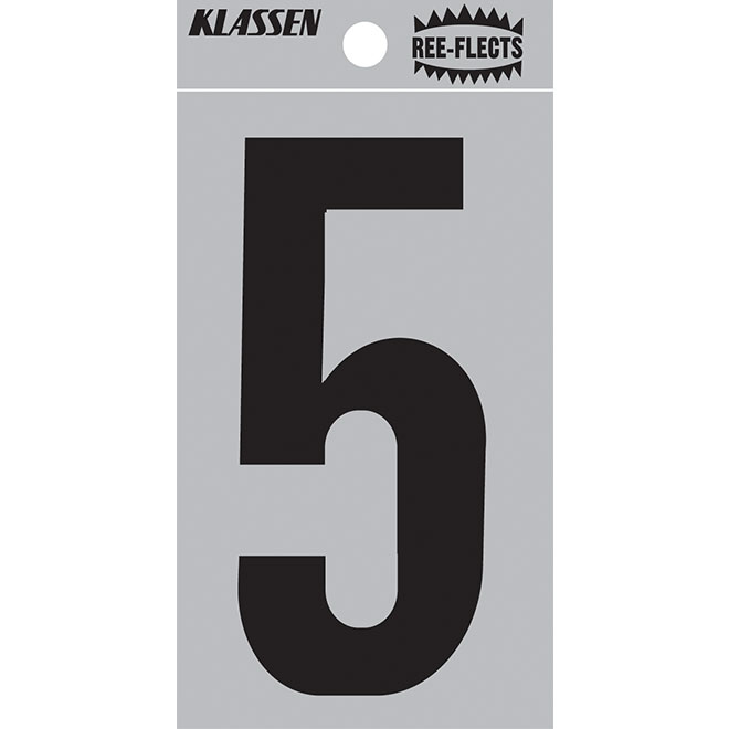 Klassen Ree-Flects Reflective Number 5 - 2-in - Vinyl - Black and Silver