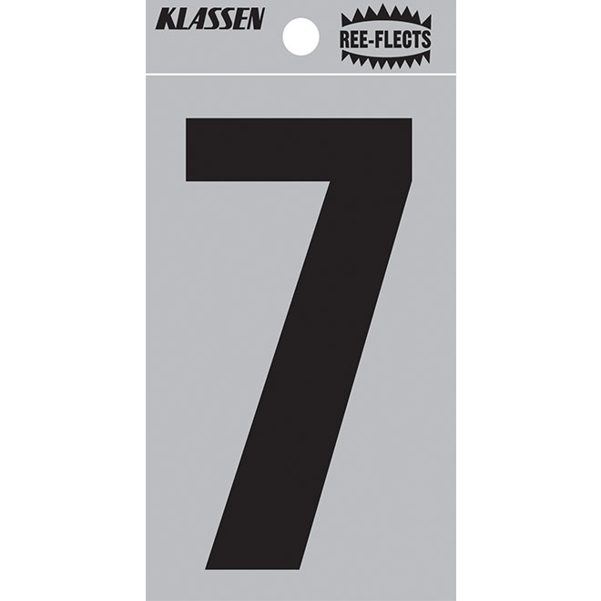 Klassen Ree-Flects Reflective Number 7 - 2-in - Vinyl - Black and Silver