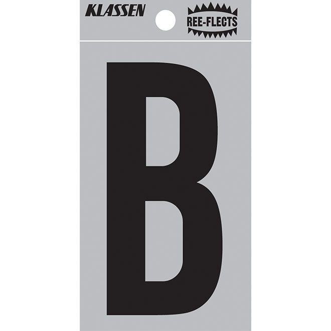 Klassen Reflective Letter - B - 3-in - Black