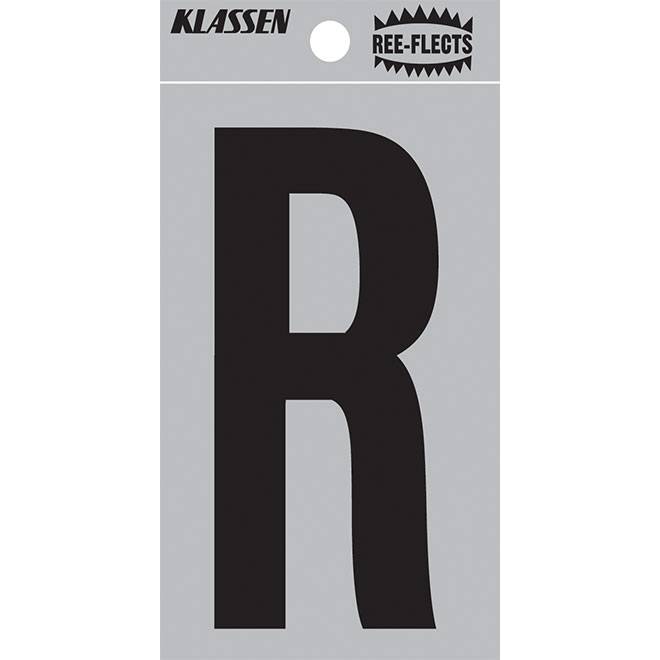 Klassen Reflective Letter - R - 3-in - Black