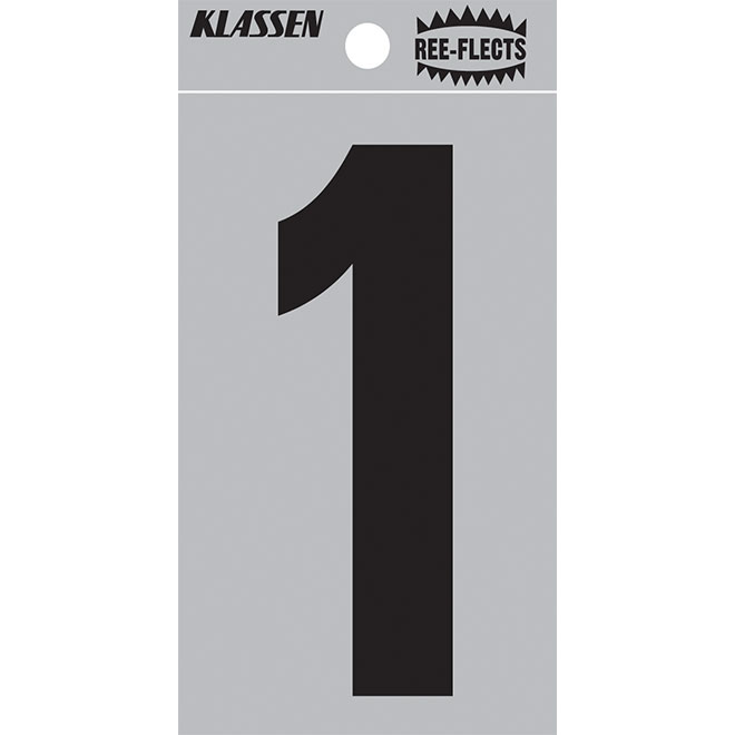 Klassen Reflective Number - No. 1 - 3-in - Black