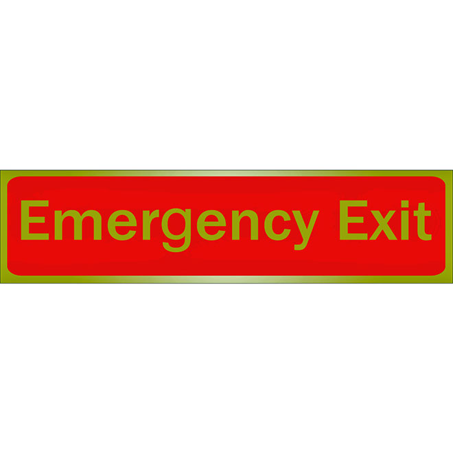 Klassen Self-Adhesive Emergency Exit Sign - 2-in x 8-in - Aluminum