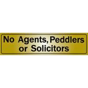 Klassen Self-Adhesive No Agents, Peddlers or Solicitors Sign - 2-in x 8-in - Aluminum