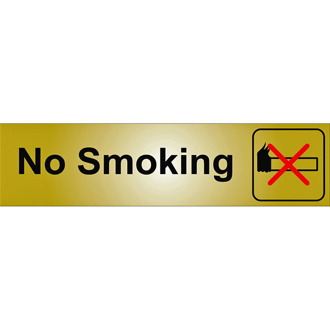 Klassen Self-Adhesive No Smoking Sign - 2-in x 8-in - Aluminum