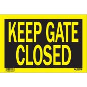 Panneau anglais Keep Gate Closed de Klassen, 8 po x 12 po, plastique