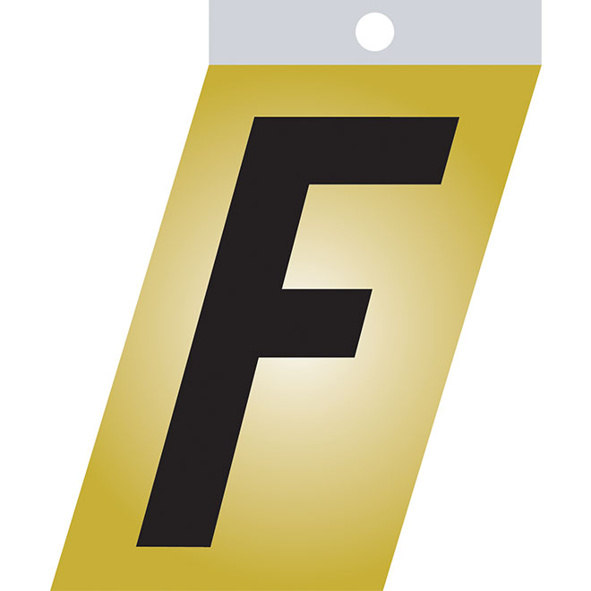 Klassen Self-Adhesive Metal Letter - Italic - F - 1 1/2-in - Black and Gold