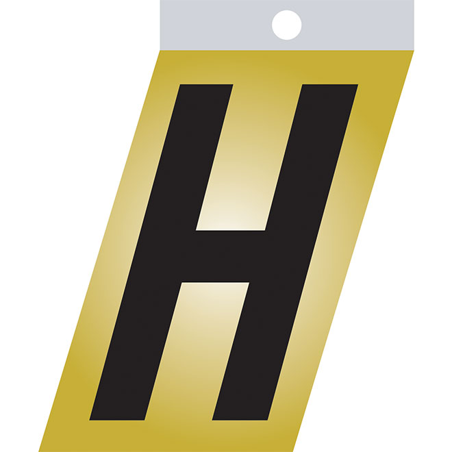 Klassen Self-Adhesive Metal Letter - Italic - H - 1 1/2-in - Black and Gold