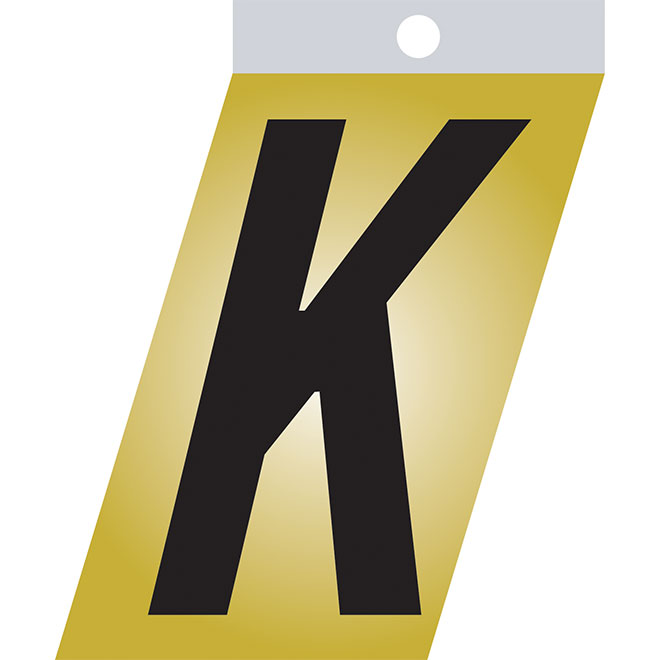 Klassen Self-Adhesive Metal Letter - Italic - K - 1 1/2-in - Black and Gold