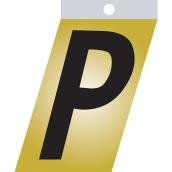 Klassen Self-Adhesive Metal Letter - Italic - P - 1 1/2-in - Black and Gold