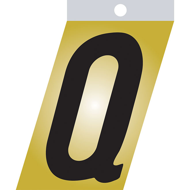 Klassen Self-Adhesive Metal Letter - Italic - Q - 1 1/2-in - Black and Gold