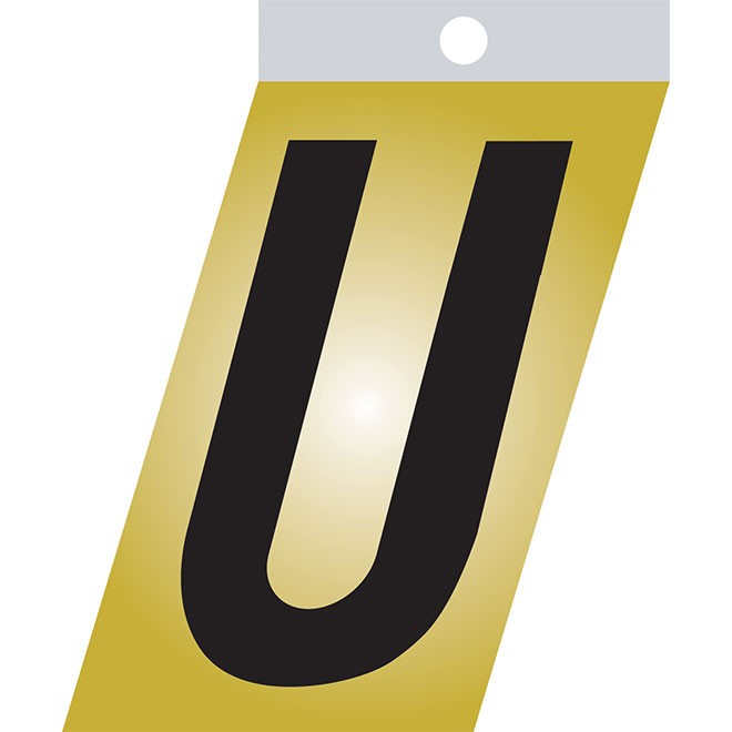 Klassen Self-Adhesive Metal Letter - Italic - U - 1 1/2-in - Black and Gold