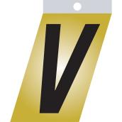 Klassen Self-Adhesive Metal Letter - Italic - V - 1 1/2-in - Black and Gold