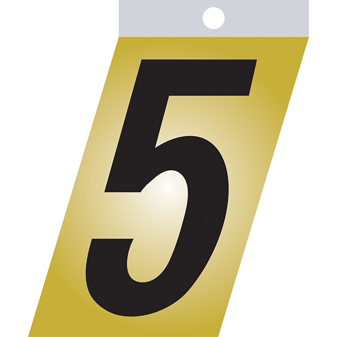 Klassen Self-Adhesive Metal Number - Italic - No. 5 - 1 1/2-in - Black and Gold