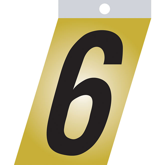 Klassen Self-Adhesive Metal Number - Italic - No. 6 - 1 1/2-in - Black and Gold