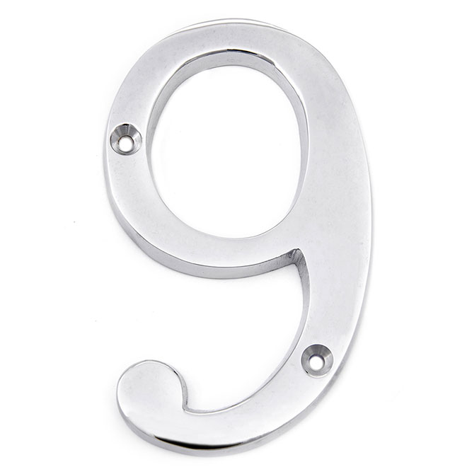 Klassen Nail-On Metal Number - No. 9 - 4-in - Polished Chrome