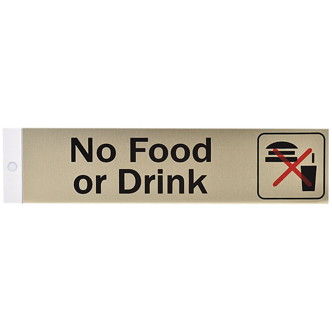 Klassen No Food or Drink Self-Adhesive Sign - 2-in x 8-in - Aluminum ...