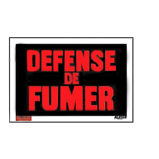 Klassen French Défense de fumer Sign - 8-in x 12-in - Plastic - Red and Black