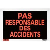 Panneau Pas responsable des accidents par Klassen, 8 po x 12 po, plastique, rouge et noir