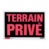 Klassen French Terrain privé Sign - 8-in x 12-in - Plastic - Black/Red
