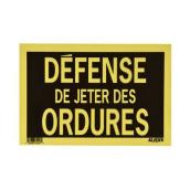 Panneau Défense de jeter des ordures par Klassen, 8 po x 12 po, plastique, noir/jaune