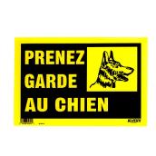 Klassen French Prenez garde au chien Sign - 8-in x 12-in - Plastic - Black/Yellow