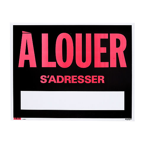 Panneau À louer par Klassen, 19 po x 24 po, plastique, rouge et noir