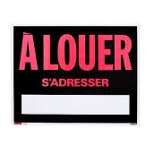 Klassen French À louer Sign - 19-in x 24-in - Plastic - Red and Black